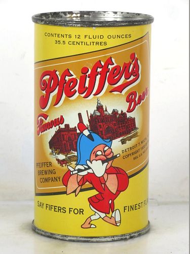 1953 Pfeiffer's Famous Beer 12oz 113-40.1 Flat Top Michigan Detroit