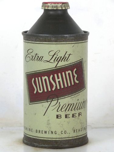 1952 Sunshine Premium Beer 12oz 186-14 High Profile Cone Top Pennsylvania Shamokin