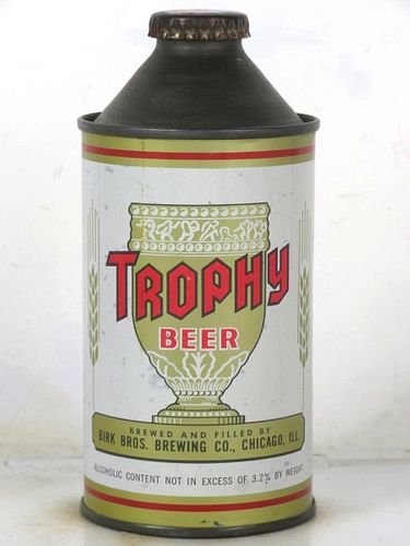 1947 Trophy Beer 12oz 187-09 High Profile Cone Top Illinois Chicago