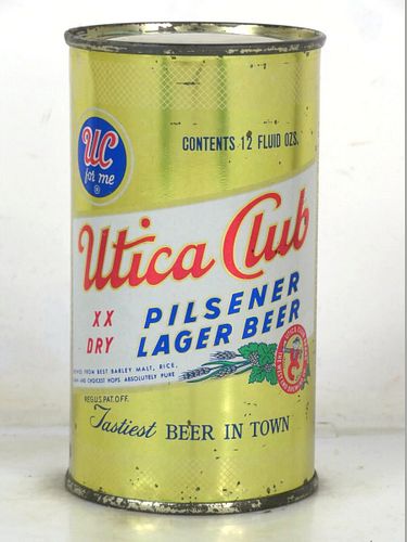 1953 Utica Club Pilsener Lager Beer 12oz 142-24.1 Flat Top New York Utica