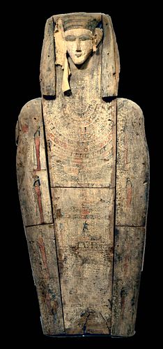 Egyptian 22nd Dynasty Painted Wood Sarcophagus Lid