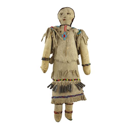 Apache Beaded Leather Doll c. 1920-40s, 13" x 5" x 2" (DW90256C-1023-002)