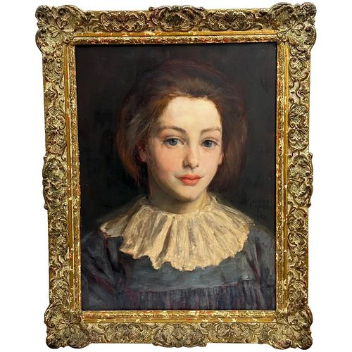 PORTRAIT OF A YOUNG LADY OIL PAINTING