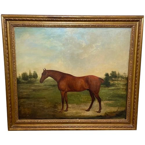  PORTRAIT OF BAY HUNTER HORSE PARTISAN OIL PAINTING