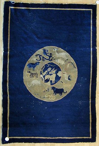 Chinese throw rug, ca. 1920, 6' x 4'.