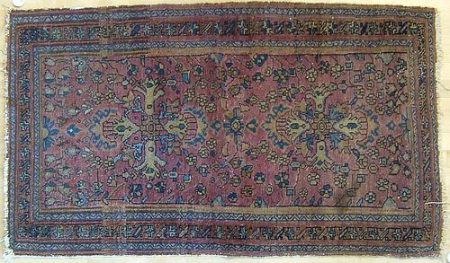 Two Hamadan throw rugs, ca. 1930, 5'2" x 3'1" and'