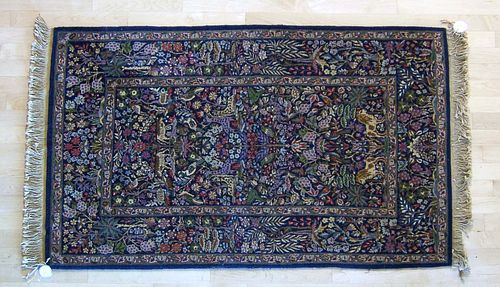 Semi-antique garden throw rug, 5'6" x 3'1".