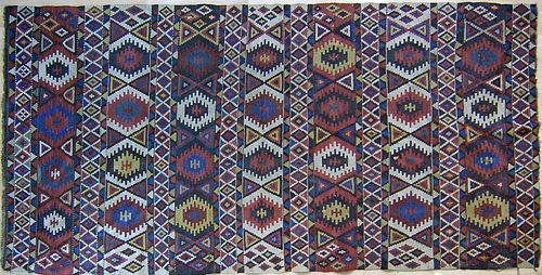 Kilim throw rug, early 20th c., 9'8" x 5'.