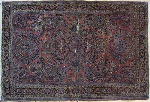 Sarouk throw rug, ca. 1920, 5' x 3'4", together wi