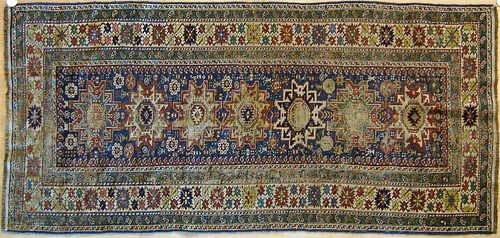 Lesghi star Shirvan throw rug, ca. 1900, 7'6" x 3'