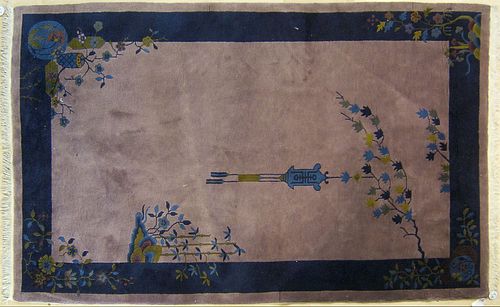 Semi-antique Chinese throw rug, 5' x 8'.