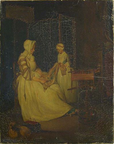 Continental, 19th c., oil on canvas interior scene