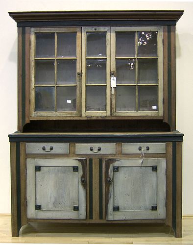 Pennsylvania painted 2-part Dutch cupboard, the to