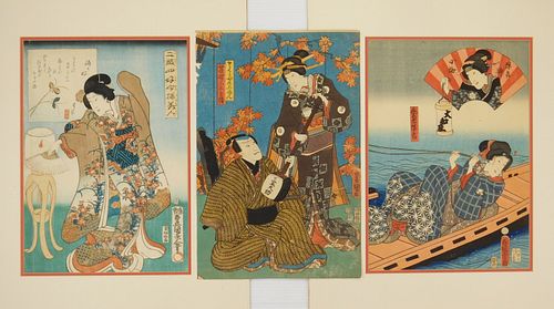 3 Japanese woodblocks in color
