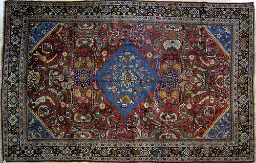 Persian Mahal rug, ca. 1930, with central blue med