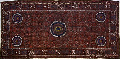 Turkoman long rug, ca. 1910, with 5 circular medal