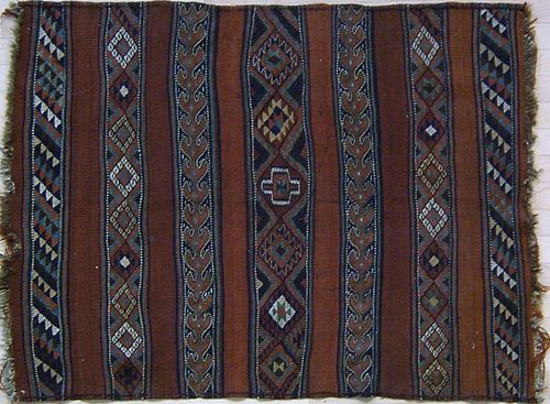 Kilim throw rug, ca. 1930, with geometric band pat
