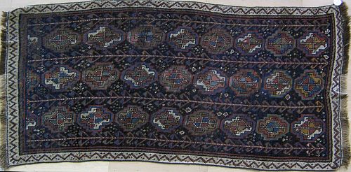 Afshar throw rug, ca. 1910, with repeating medalli