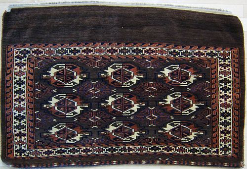 Turkoman bagface, ca. 1920, with 9 medallions on a