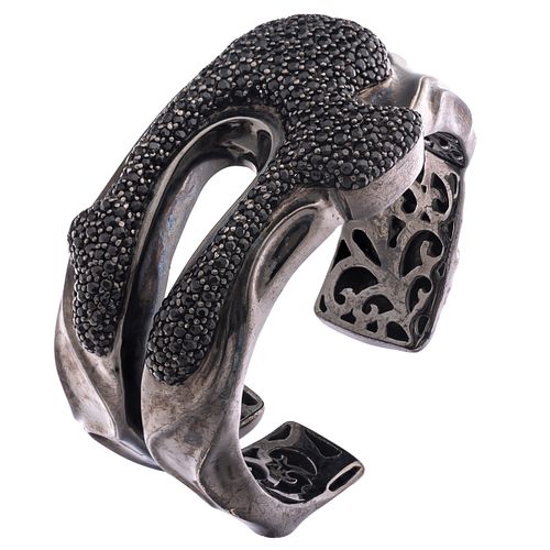 Black Spinel, Patinated Silver Cuff, Matthew Campbell Laurenza