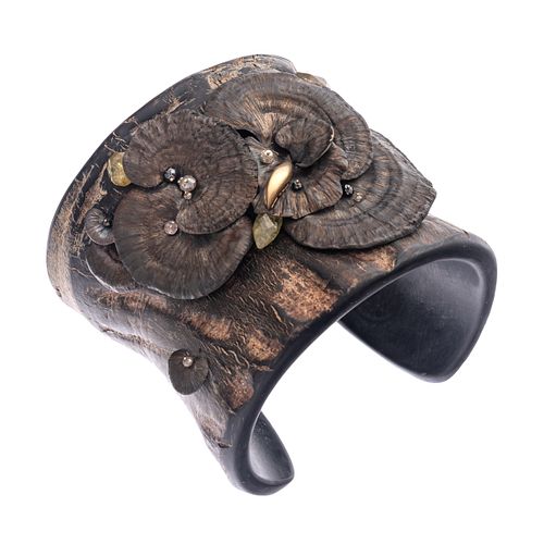 Horn, Multi-Stone, 18k, Bronze Cuff, Gabriella Kiss