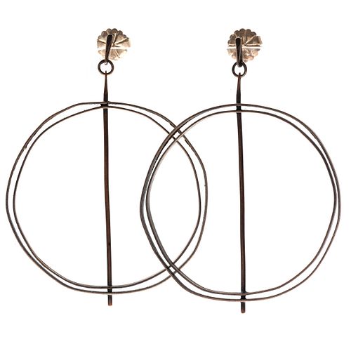 Pair of Sterling Silver, Copper Earrings, "Diva," Talya Baharal and Gene Gnida
