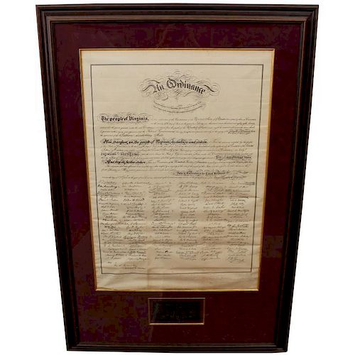 Rare Ordinance of Secession 1861 Document