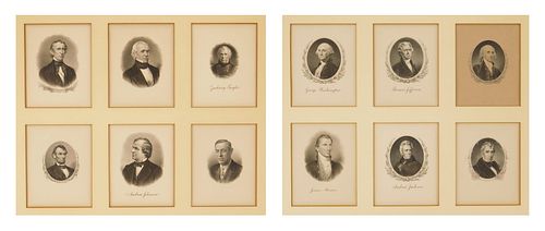 12 Engravings of US Presidents