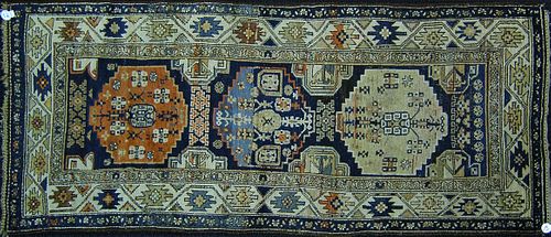 Oriental throw rug, ca. 1930, 8'6" x 3'10", togeth