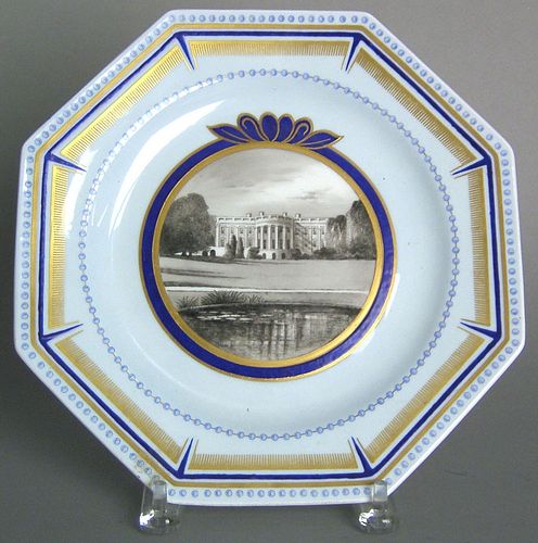 Wedgwood octagonal plate with hand painted decorat