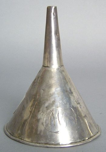 Silver funnel, 19th c., bearing the false touch of