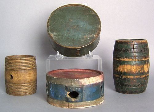 Woodenware, 19th c. to include 2 canteens, 6 3/4"i