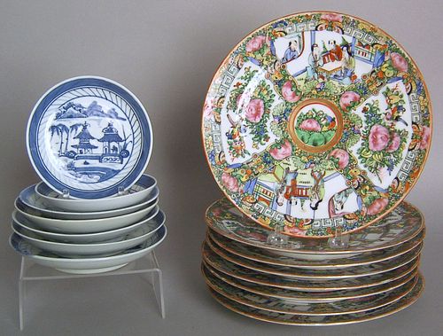 Eight Rose Medallion plates, 20th c.("made in Chin