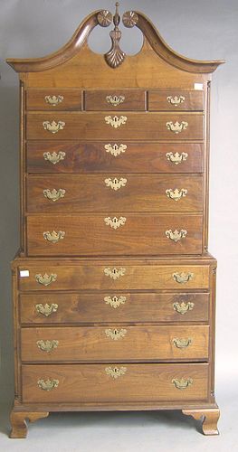 Chippendale style mahogany 2-part chest on chest.