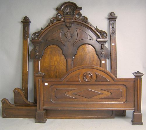 Victorian walnut bed, together with a vanity and m