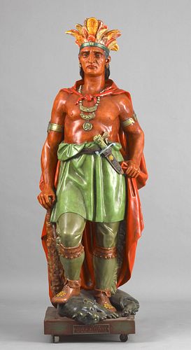 Cast zinc cigar store Indian chief, late 19th c.,t