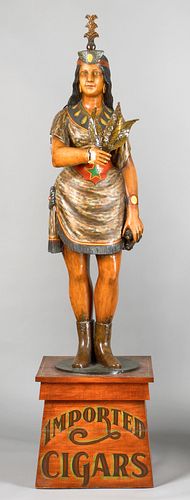 Painted cast zinc cigar store Indian maiden, late9