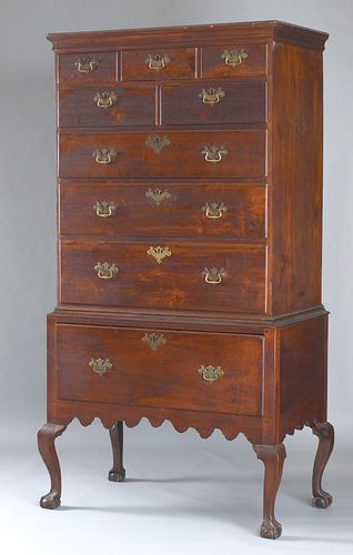 Pennsylvania Chippendale walnut tall chest in twoa