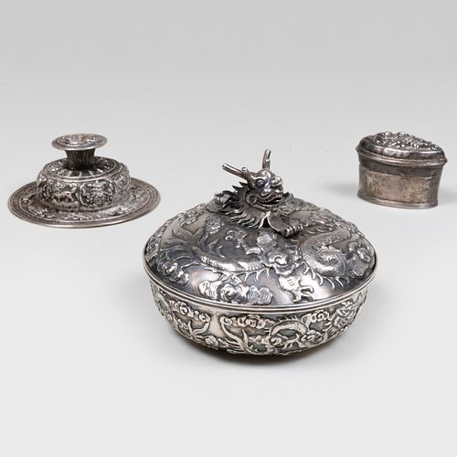 Group of Three Chinese and Tibetan Silver Vessels