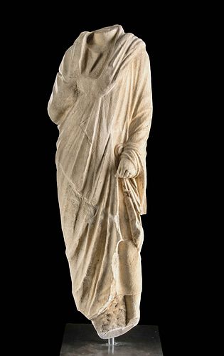 Exceptional 1st C. Roman Marble Togatus Figure