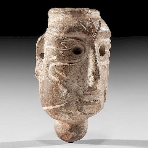 A Late Prehistoric Human Face Effigy Pipe, From the Collection of Jan Sorgenfrei, Ohio