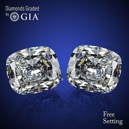 10.03 carat diamond pair, Cushion cut Diamonds GIA Graded 1) 5.02 ct, Color F, VVS2 2) 5.01 ct, Color G, VS1. Appraised Value: $1,247,500 