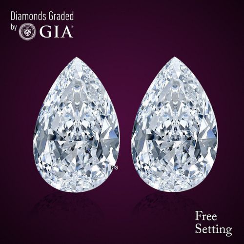 5.00 carat diamond pair, Pear cut Diamonds GIA Graded 1) 2.50 ct, Color F, VS1 2) 2.50 ct, Color E, VS2. Appraised Value: $188,400 