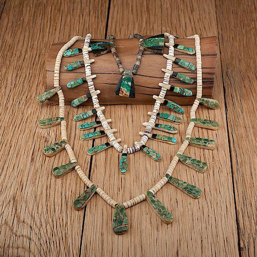 Kewa "Depression Era" Necklaces. Exhibited: Thunderbird Jewelry of Santo Domingo Pueblo (5/15/2011 - 4/29/2012), Wheelwright 