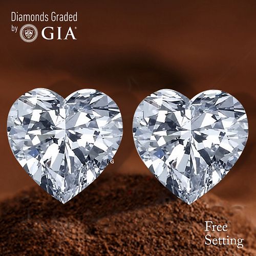 4.42 carat diamond pair, Heart cut Diamonds GIA Graded 1) 2.20 ct, Color D, IF 2) 2.22 ct, Color E, IF. Appraised Value: $241,000 