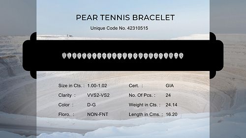 Tennis Bracelet Pear cut Diamond Set. Appraised Value: $280,000