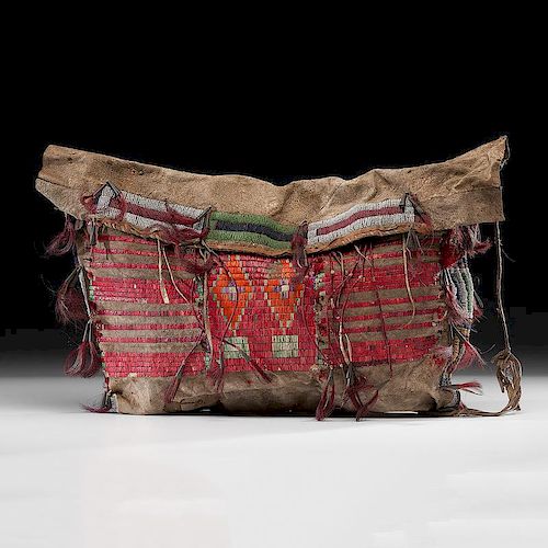 Sioux Beaded and Quilled Hide Possible Bag