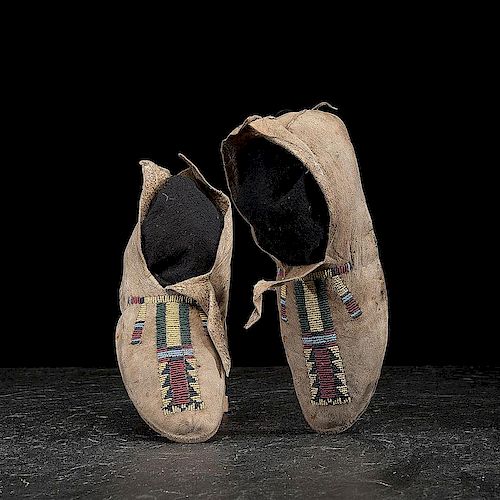 Cheyenne Beaded Hide Moccasins, Collected by Lawrie Tatum (1822-1900), Fort Sill, Indian Territory