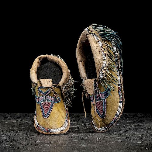 Kiowa Beaded Hide Moccasins, Exhibited at the Booth Western Art Museum, Cartersville, Georgia