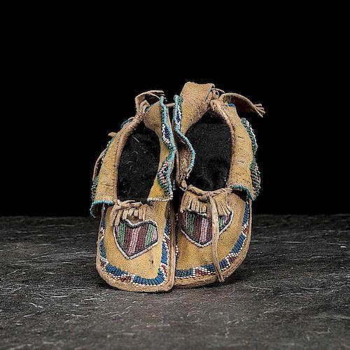 Kiowa Child's Beaded Hide Moccasins, Exhibited at the Booth Western Art Museum, Cartersville, Georgia
